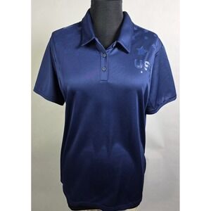NWOT Addidas Womens USA Star Climate Polo Shirt XL Navy Blue Solid Sport